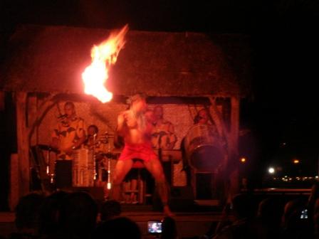 Luau fire dancer